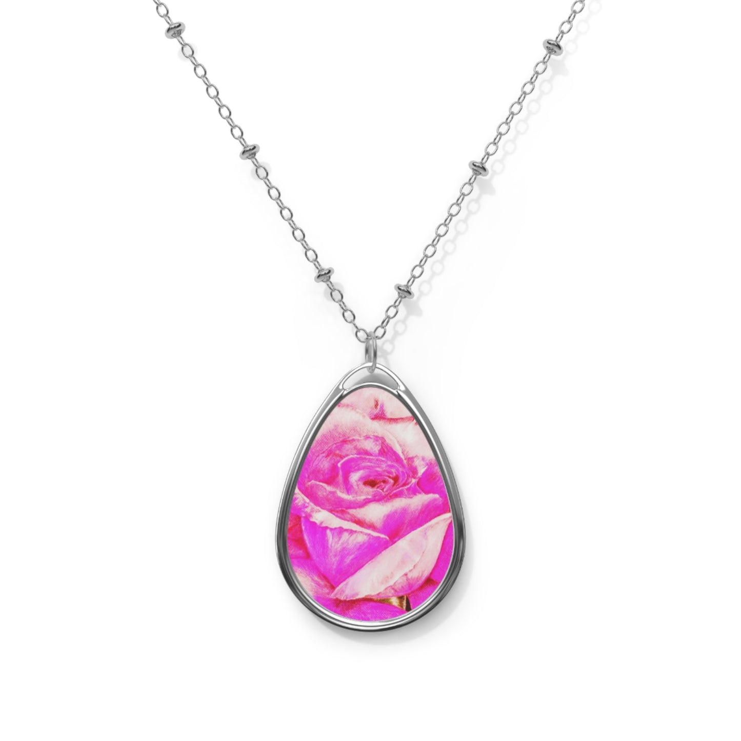 Rose High: Oval Necklace:  Double Rose