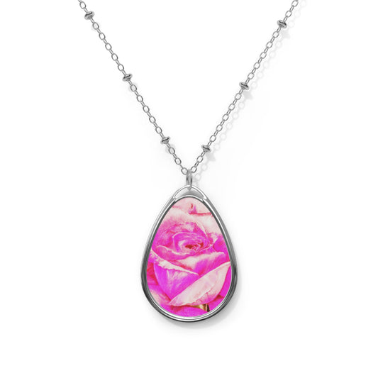 Rose High: Oval Necklace:  Double Rose