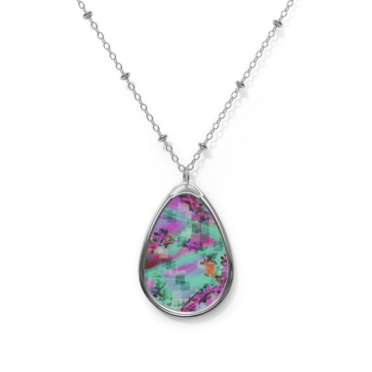 Hi Norma:  Sweet Abstract Art Oval Necklace - Beautiful Souls Inspiration - Boho Chic Jewelry for Everyday Wear