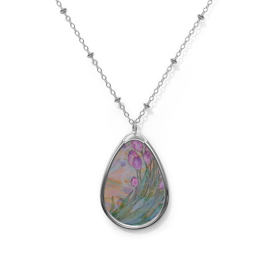 Breathing Tulips: Oval Necklace