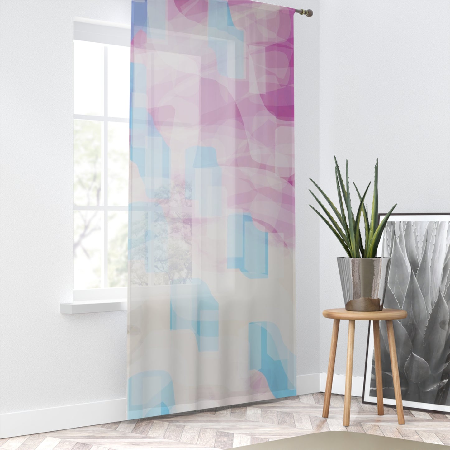 Lyra: Elegant Abstract Window Curtain, Dreamy Drapes, Home Decor, Modern Aesthetic, Colorful Sheer Panel, Living Room, Bedroom Accents