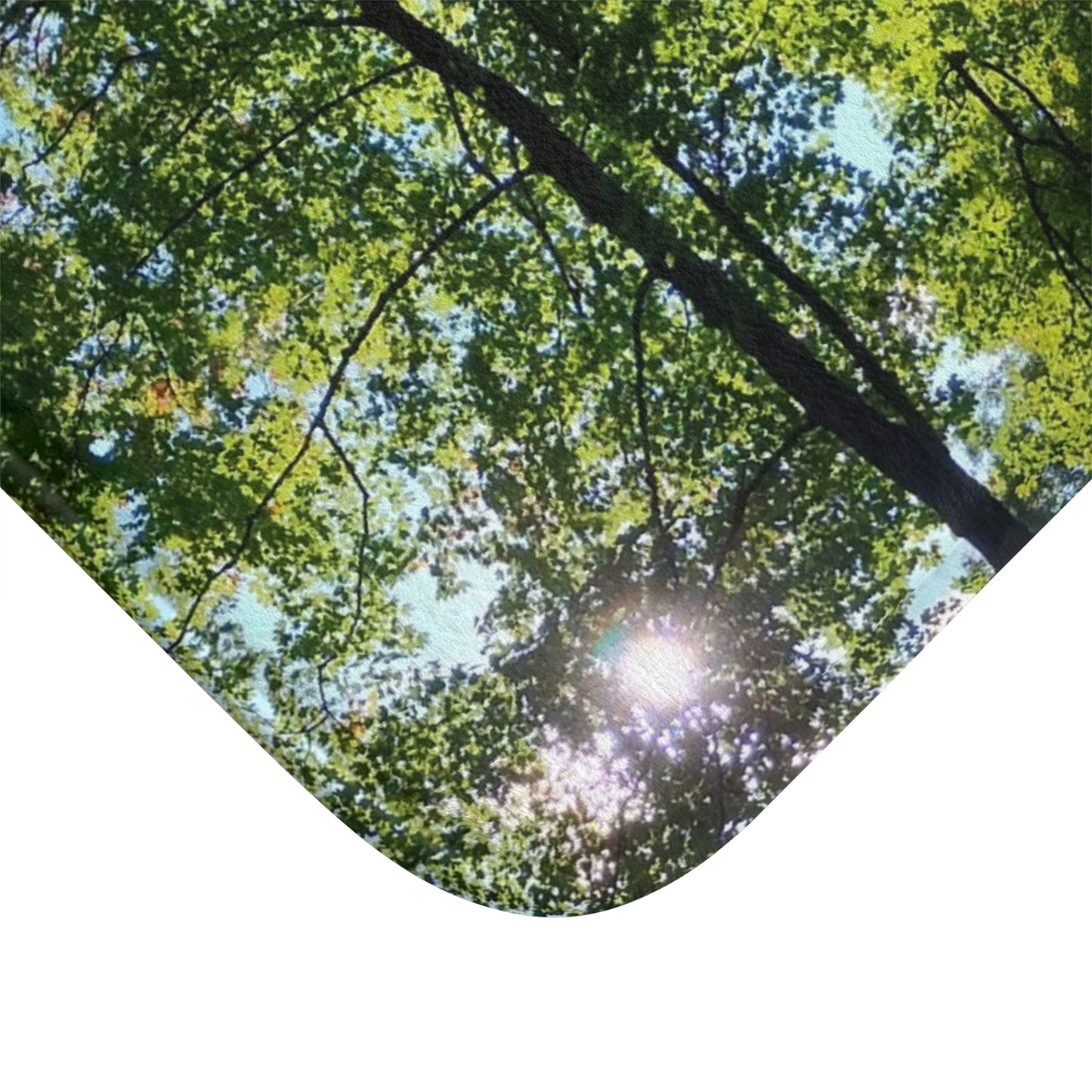 Gorgeous Greens: (24"x17") Forest Canopy Bathmat — Green Tree Leaves Nature Bathroom Rug
