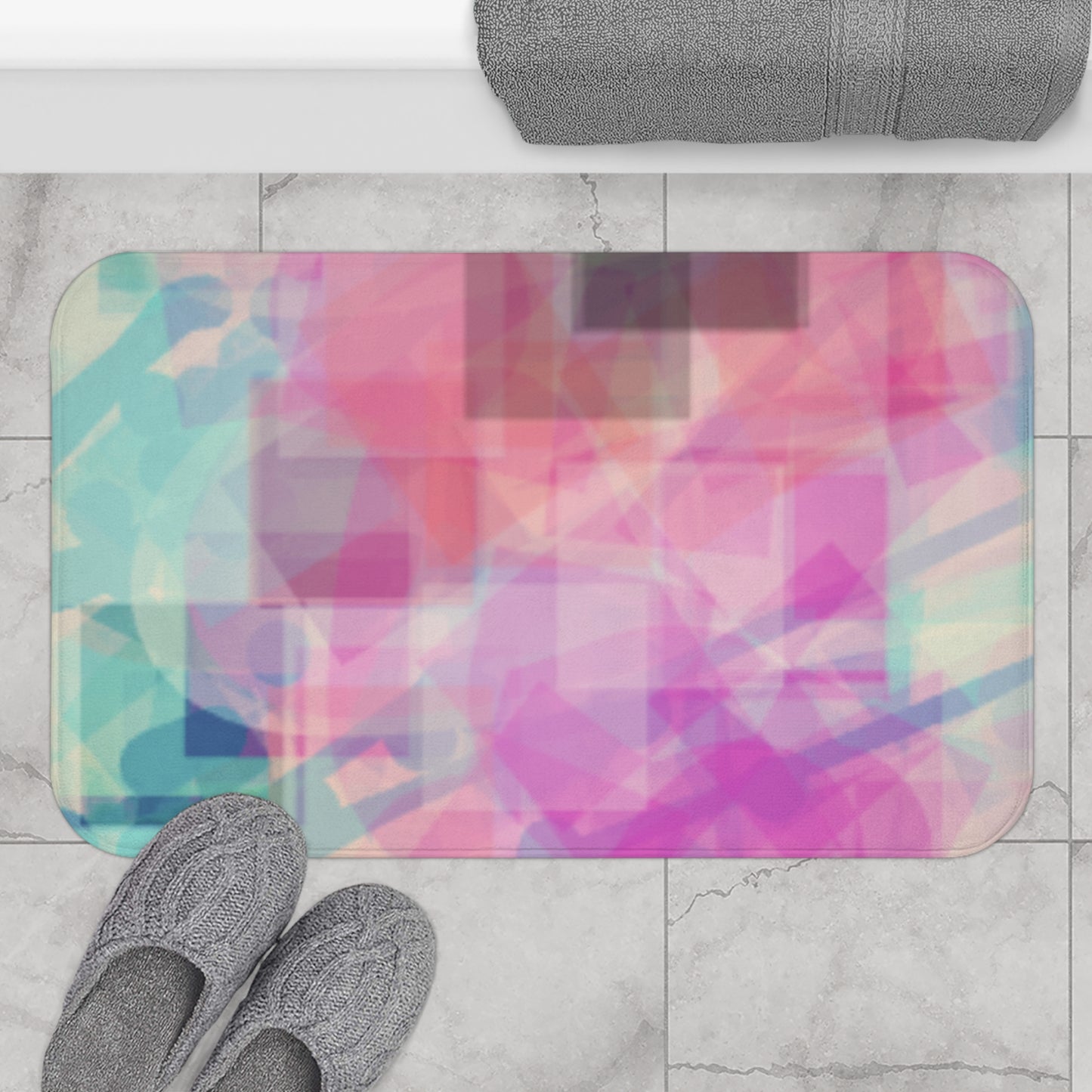 Anastasia: (34"x21") Abstract Pastel Bathmat - Vibrant Bathroom Decor, Soft Area Rug, Home Spa Gift, Boho Bathroom Accessory, Unique Housewarming Gift