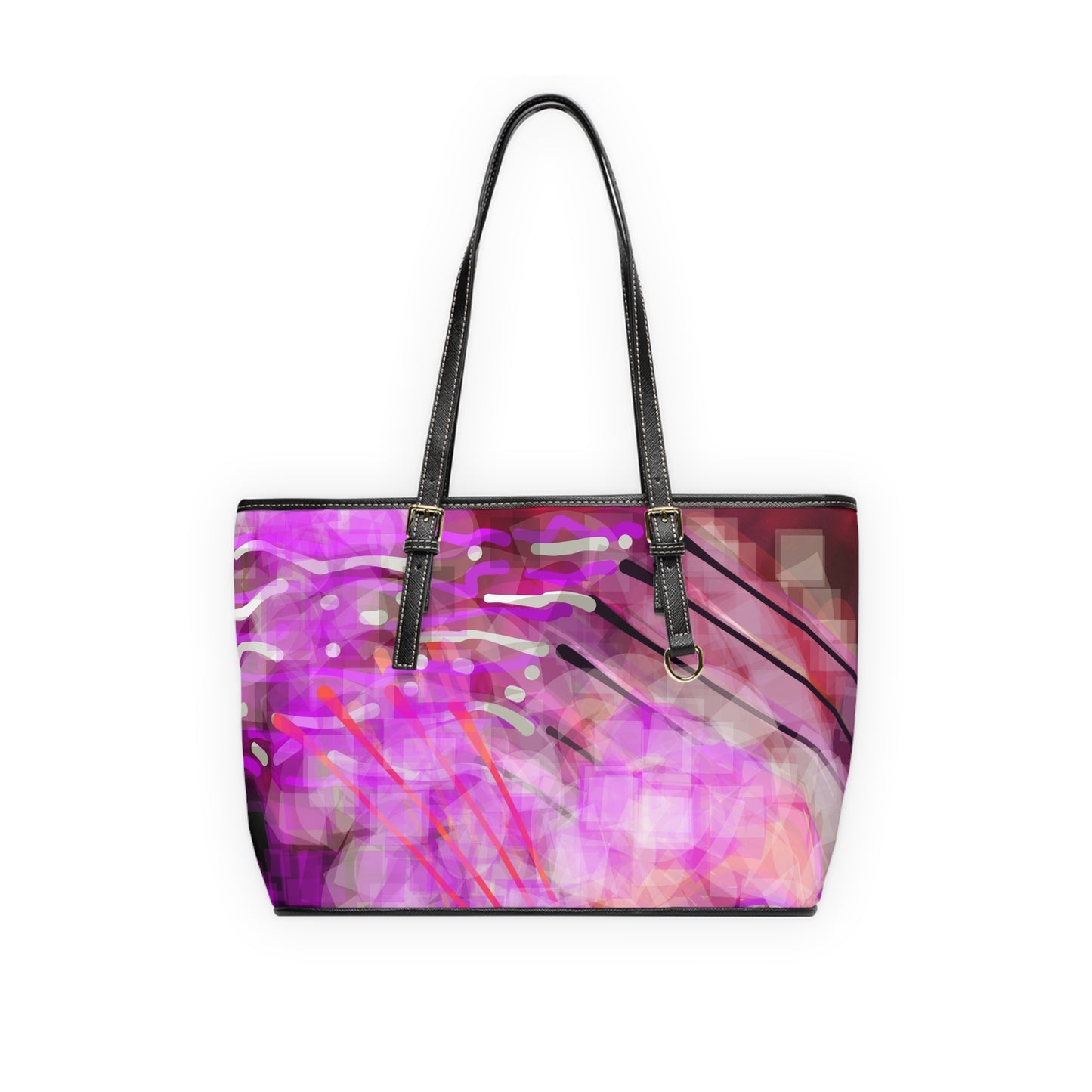 Gilda:    Chic PU Leather Shoulder Bag with Abstract Pink Design