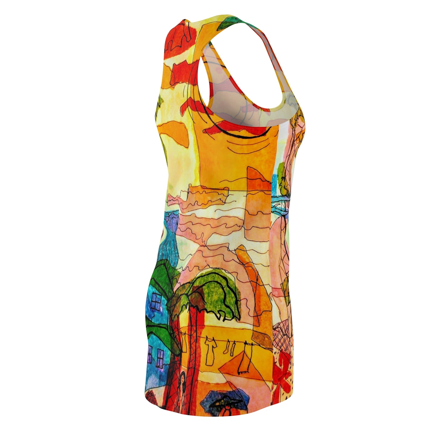 Sunset Village: Women's Cut & Sew Racerback Dress (AOP)