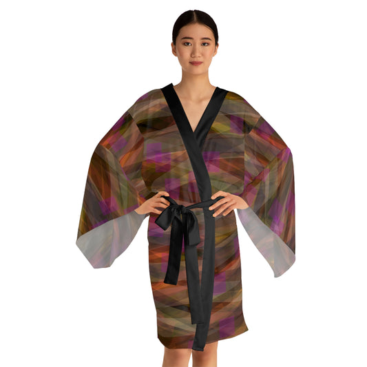 Cheyenne:  Stylish Long Sleeve Kimono Robe - Geometric Pattern for Cozy Comfort