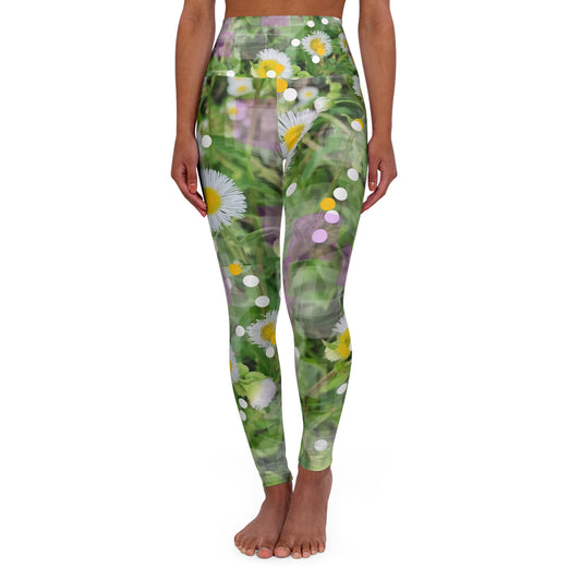 Wildflowers: High Waisted Leggings, Adorable Floral Print, Activewear, Casual Chic Clothing