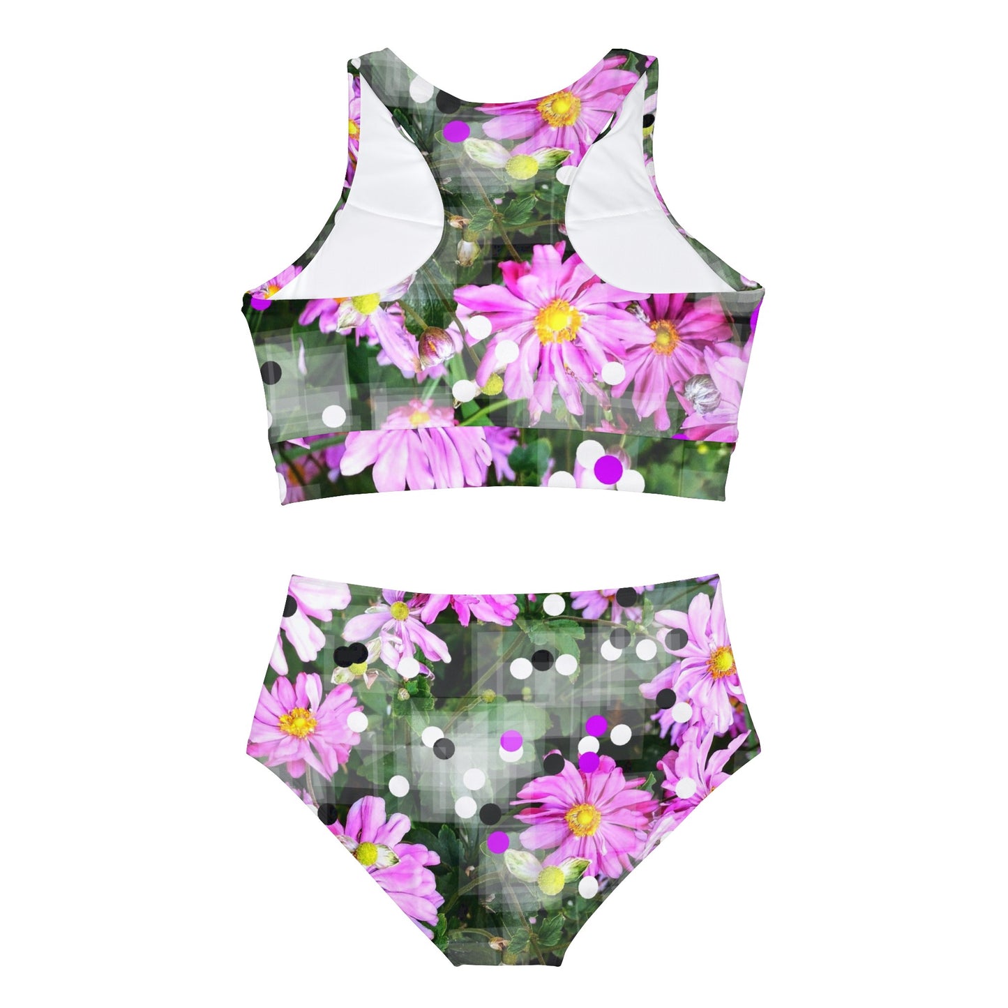 Pink Daisies Swim: Sporty Bikini Set (AOP)