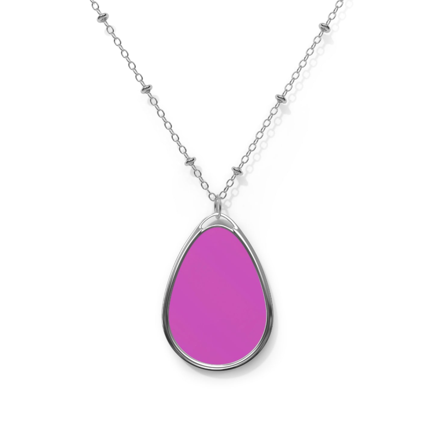 Bobbie:  Divine Pink Elegant Oval Necklace - Hot, Simple touch Accessory to any outfit