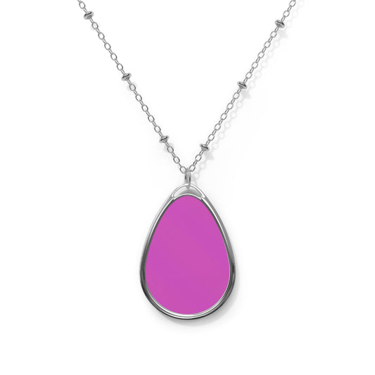 Bobbie:  Divine Pink Elegant Oval Necklace - Hot, Simple touch Accessory to any outfit