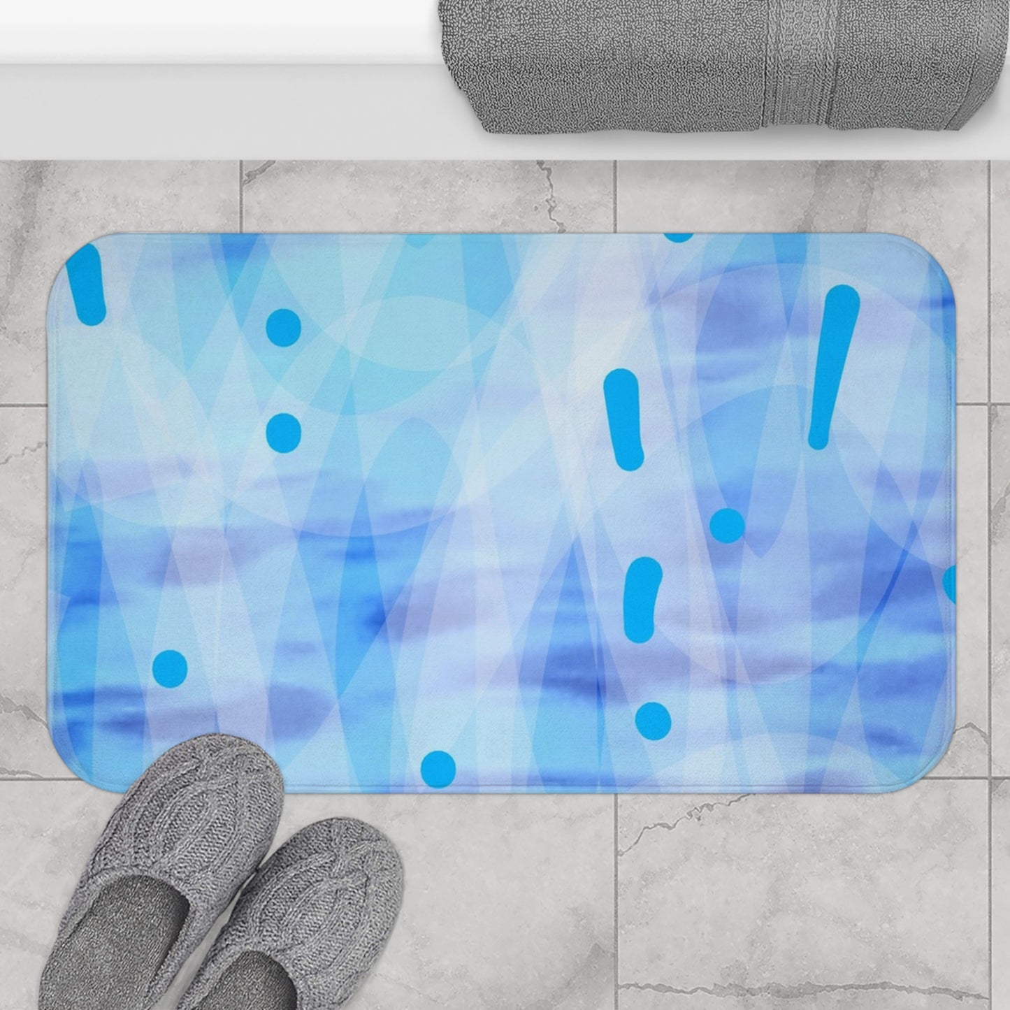 The Mists: (34"x21") Tranquil Blue Bathmat, Soft Bathroom Rug, Spa Style Decor, Coastal Vibe, Relaxing Home Accessory, Beach Theme Gift