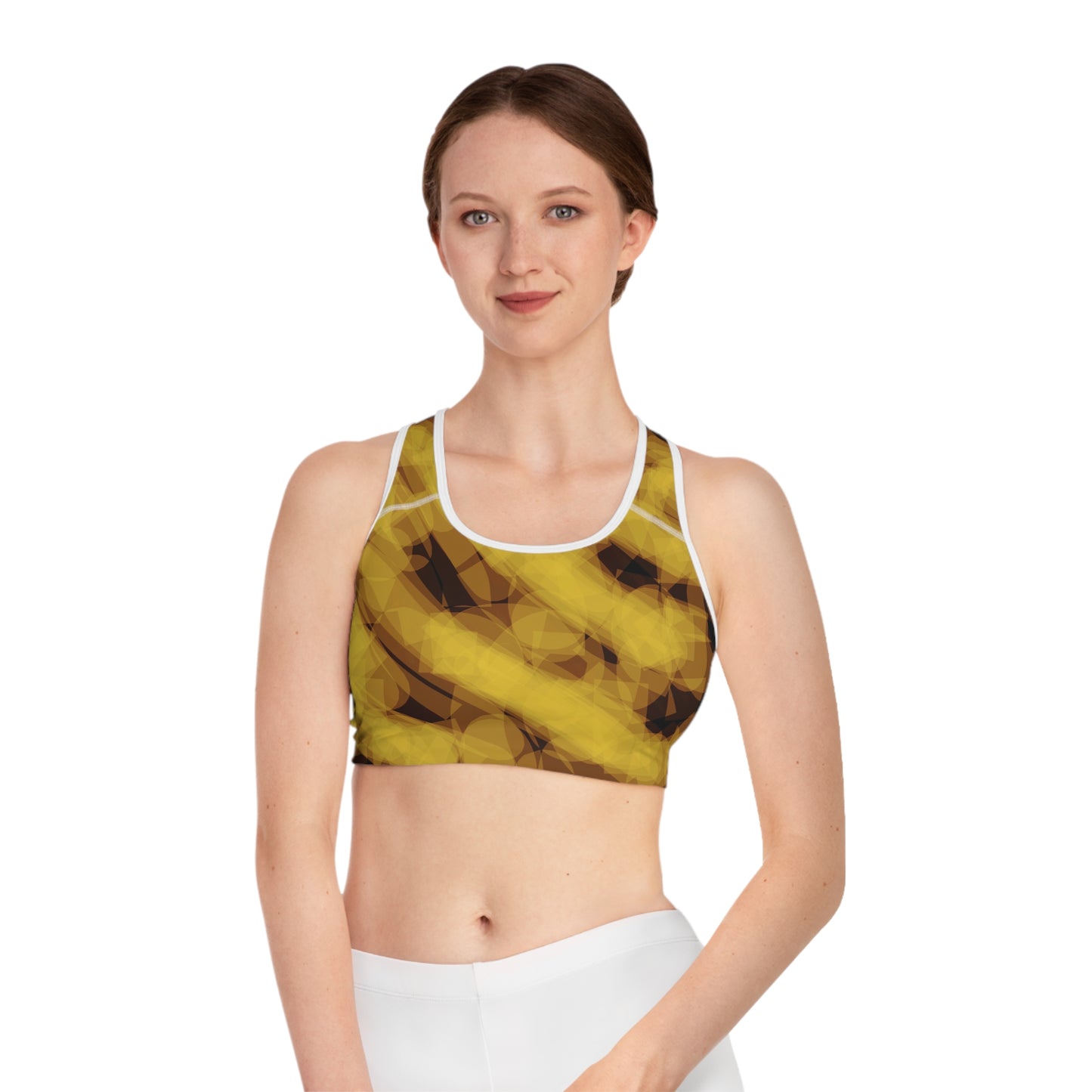 Judy I: WH Trim Stylish Abstract Sports Bra - Perfect for Active Lifestyles