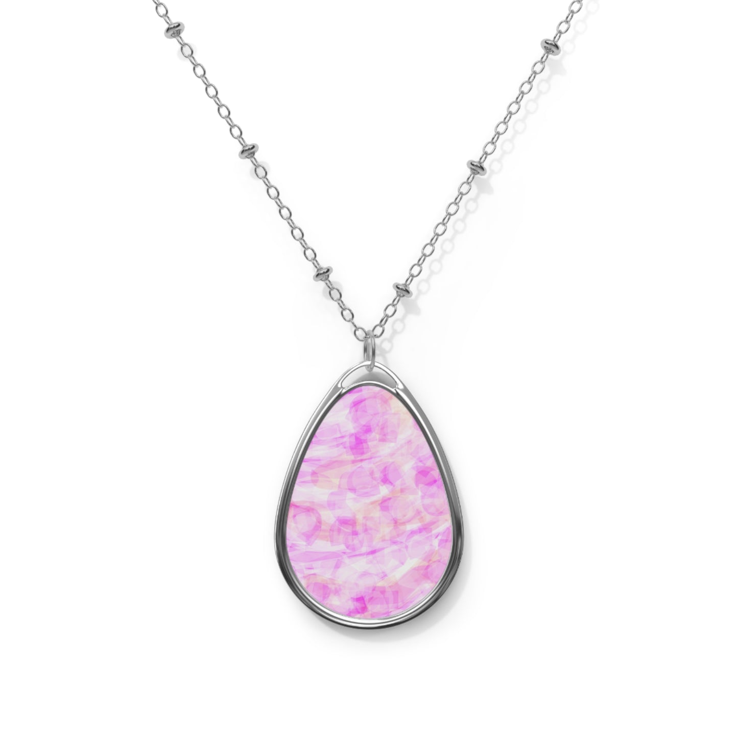 Persephone:  Abstract Art Delicate Pink Oval Necklace - Elegant Jewelry for Everyday Elegance