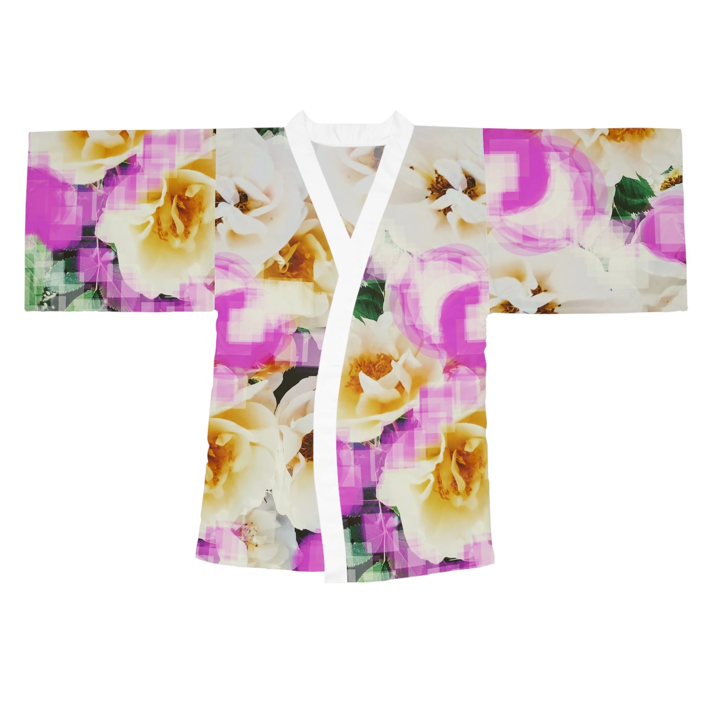 Divine Bouquet II:  Floral Long Sleeve Kimono Robe - Elegant and Cozy Loungewear