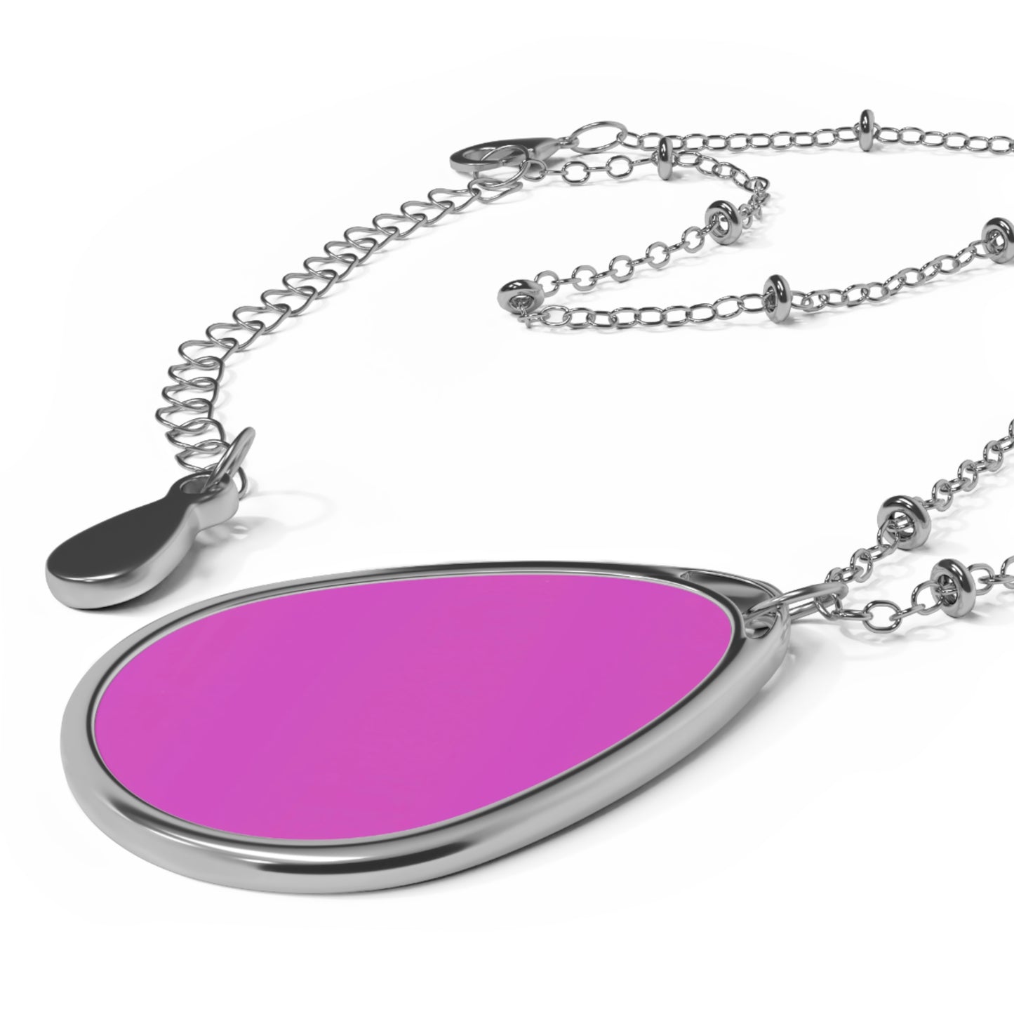 Bobbie:  Divine Pink Elegant Oval Necklace - Hot, Simple touch Accessory to any outfit