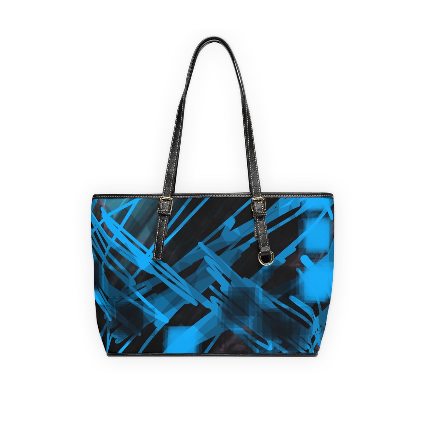 Goodie:  Vibrant PU Leather Shoulder Bag – Stylish Blue Abstract Design