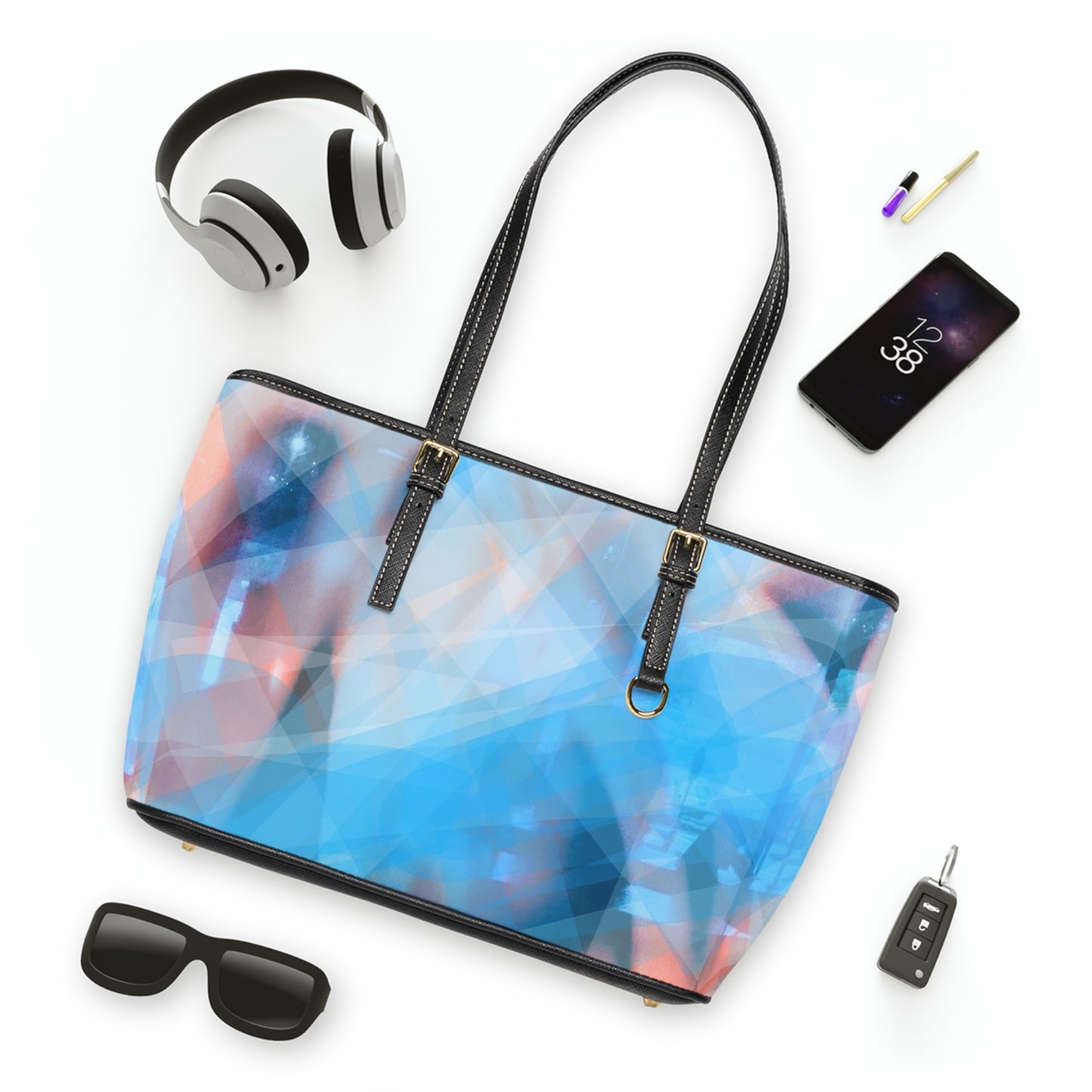 Cool Cool:  Chic PU Leather Shoulder Bag - Abstract Geometric Design for Stylish Everyday Use