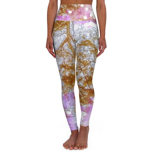 Auburn:  High Waisted Leggings, Activewear, Lovely Nature Inspired Print, Casual Chic Fashion
