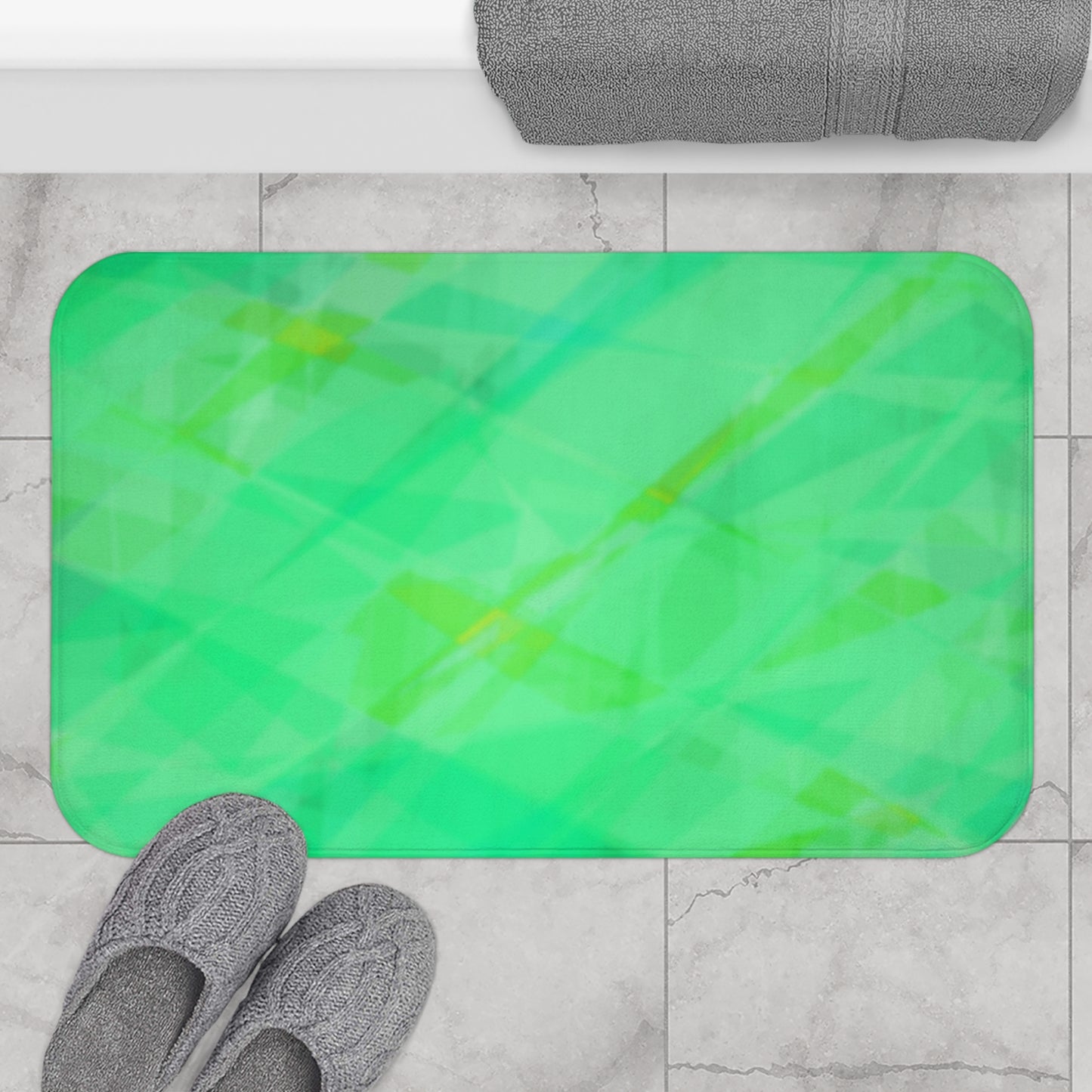 Elevation Station: (34"x21") Luscious Green Tones Bathmat - Soft Bathroom Rug, Modern Decor, Home Spa Essential, Eco-Friendly Gift