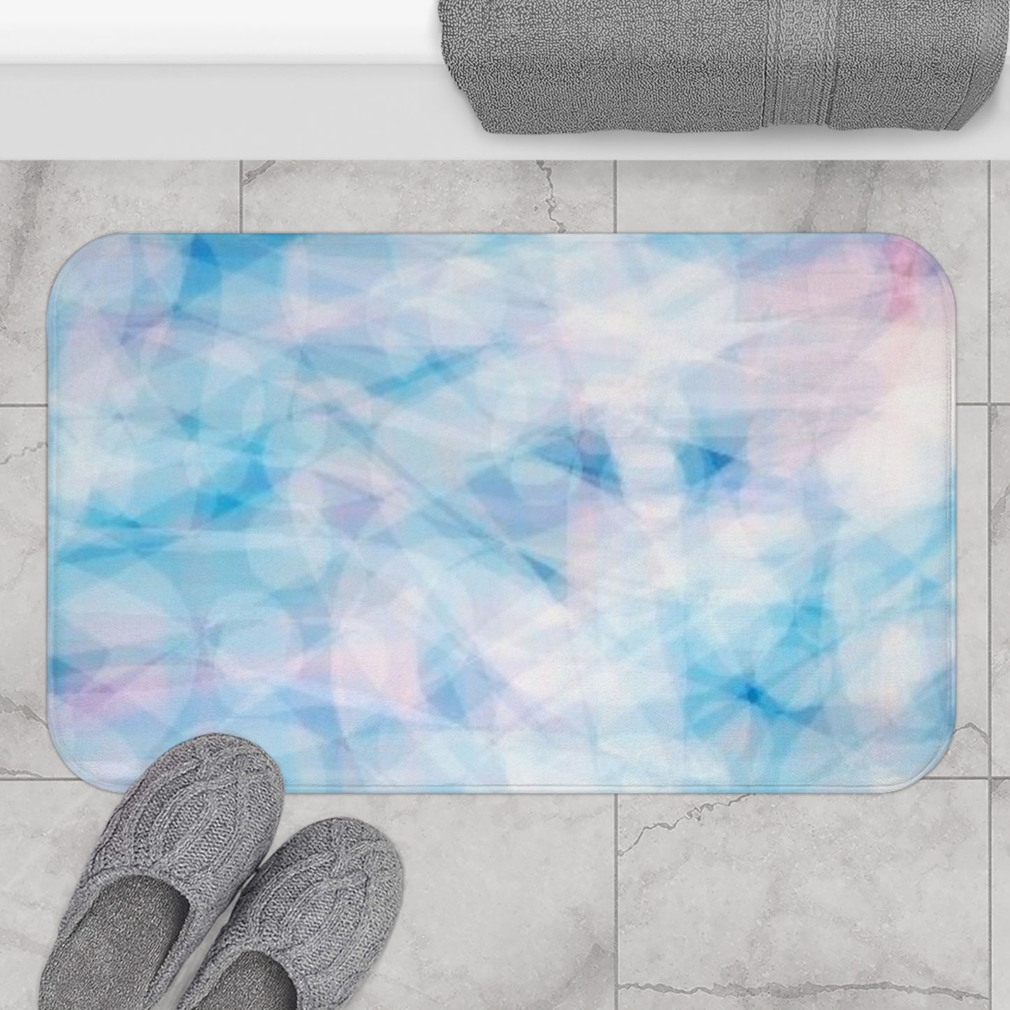 Blue Sugar: (34"x21") Uplifting Dreams Bathmat, Soft Bathroom Rug, Non-Slip Mat, Spa Decor, Gift for Home, Ethereal Vibes