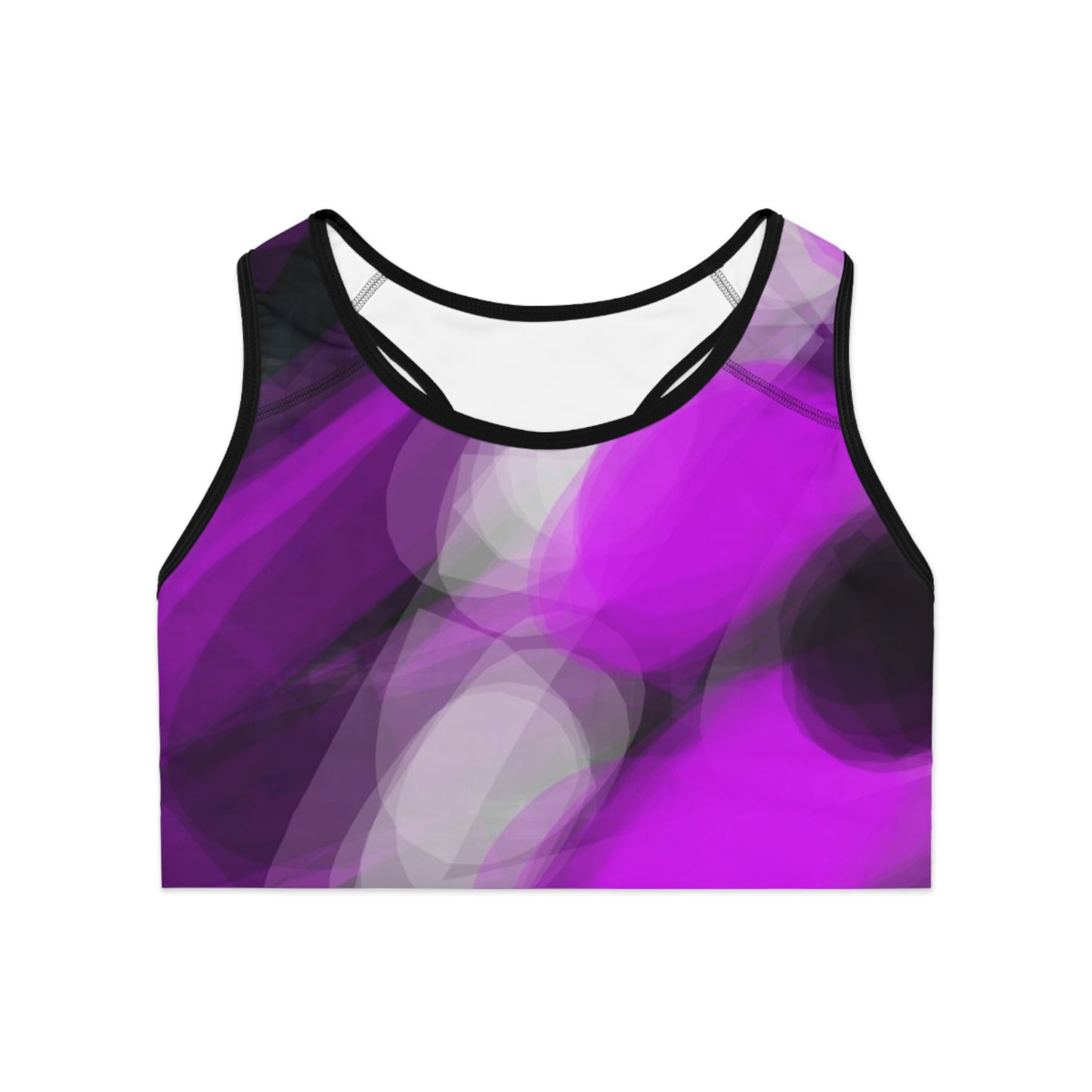 Laid Back II:  Blk Trim Vibrant Abstract Sports Bra for Active Women - Perfect for Workouts & Yoga