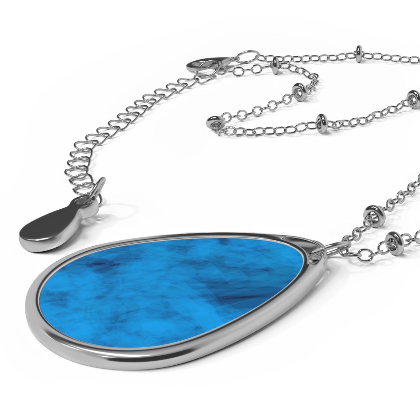 Frances:  Elegant Pure Vibes, Magical Art Blue Teardrop Oval Necklace for Everyday Wear