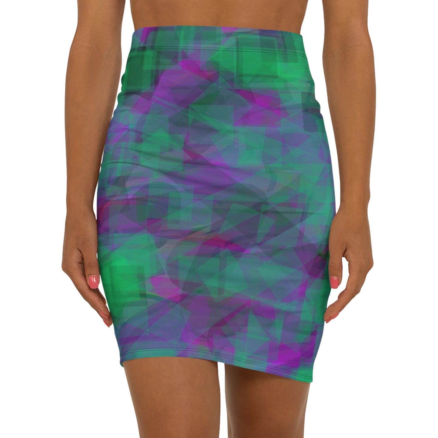 Gong:  Vibrant Geometric Mid-Waist Pencil Skirt for Women - Stylish and Chic Fashion Piece