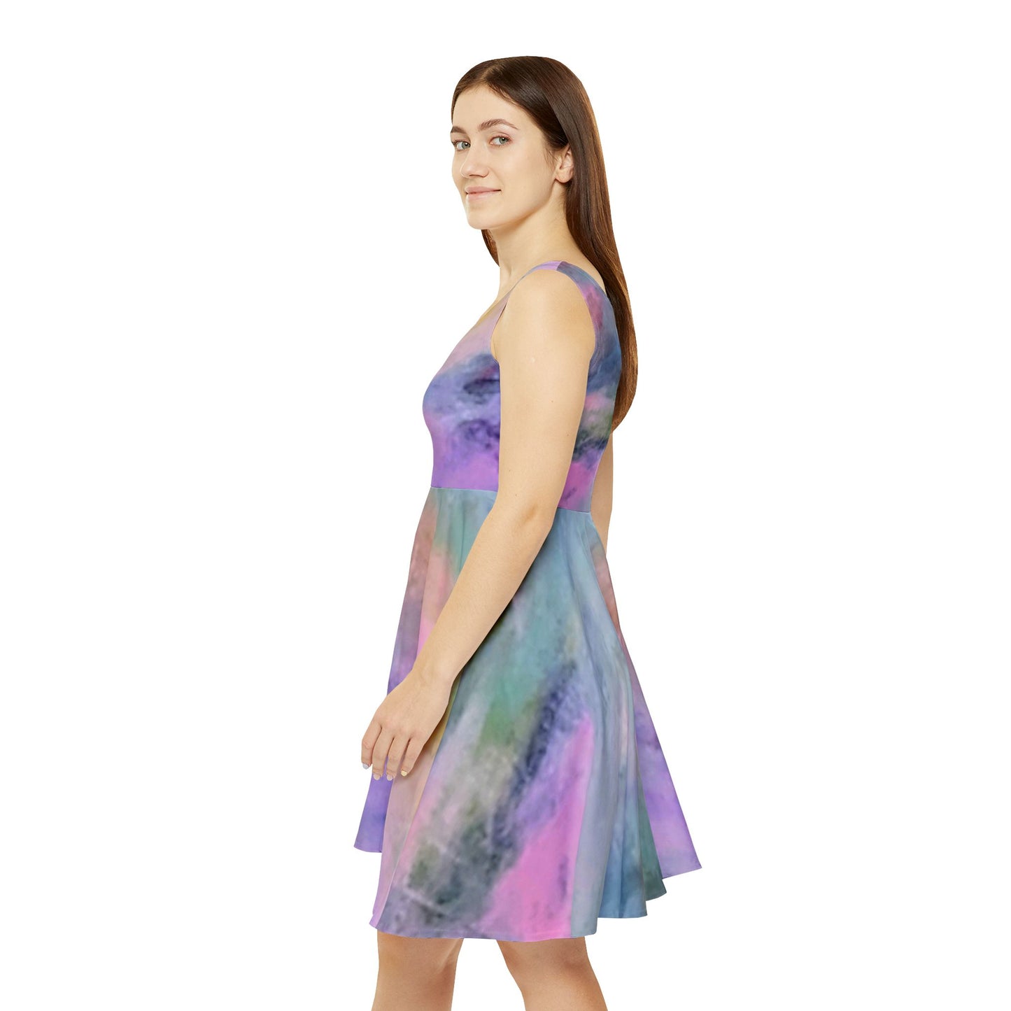 Peace & Luv:  Women's Skater Dress (AOP), Pastel Dress, Summer Dress, Fresh Vibes