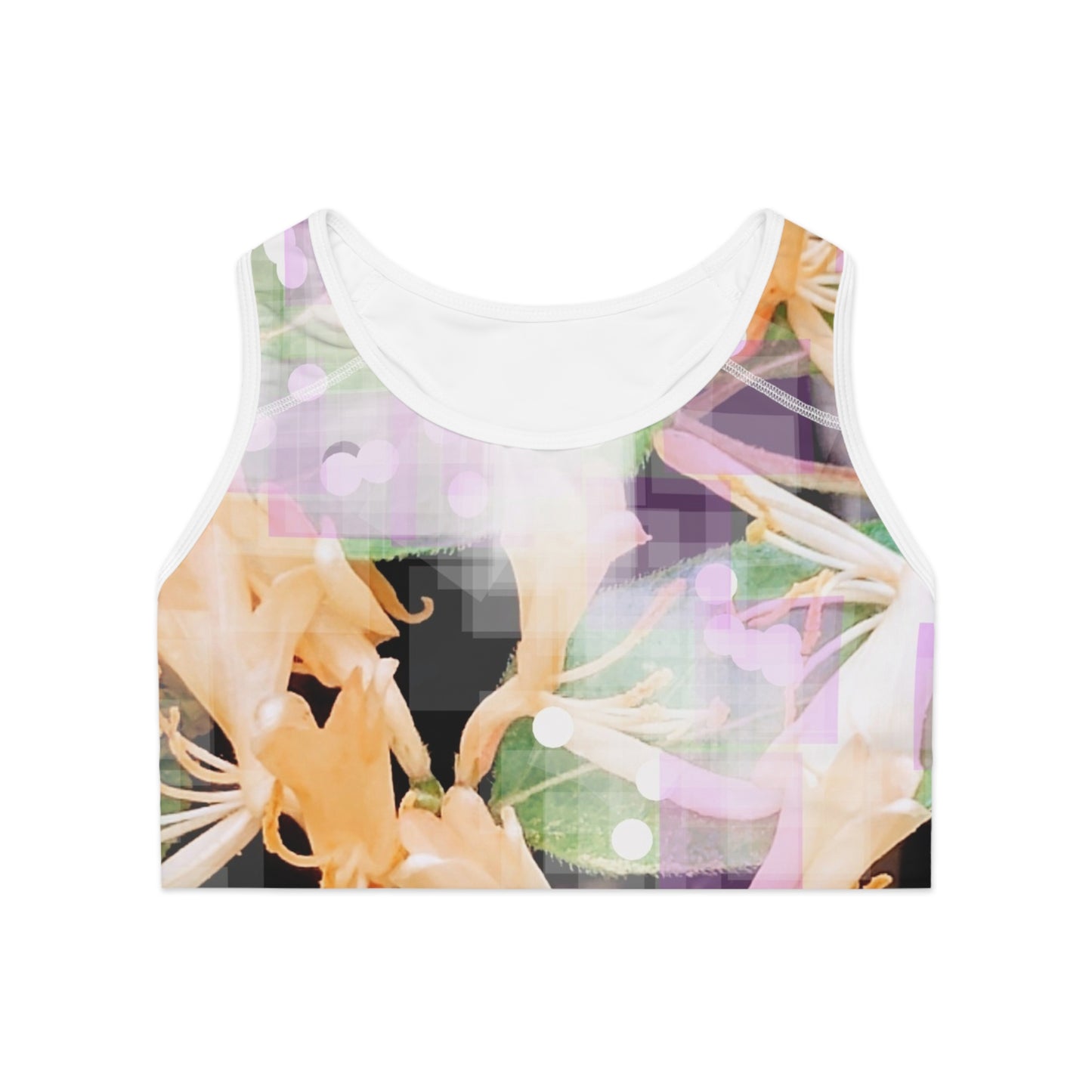 Honey Creme I:  WH Trim Sports Bra, Nature Lovers Print