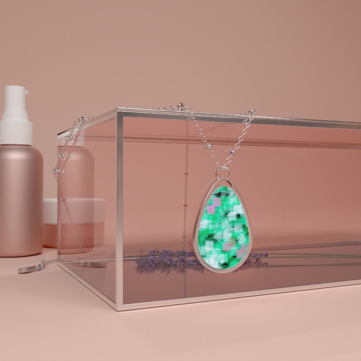 Justine:  Beautiful Abstract Art Teardrop Necklace, Elegant Jewelry Gift, Soothing colors, Unique Accessory for Her, Sweet Gift for a loved one