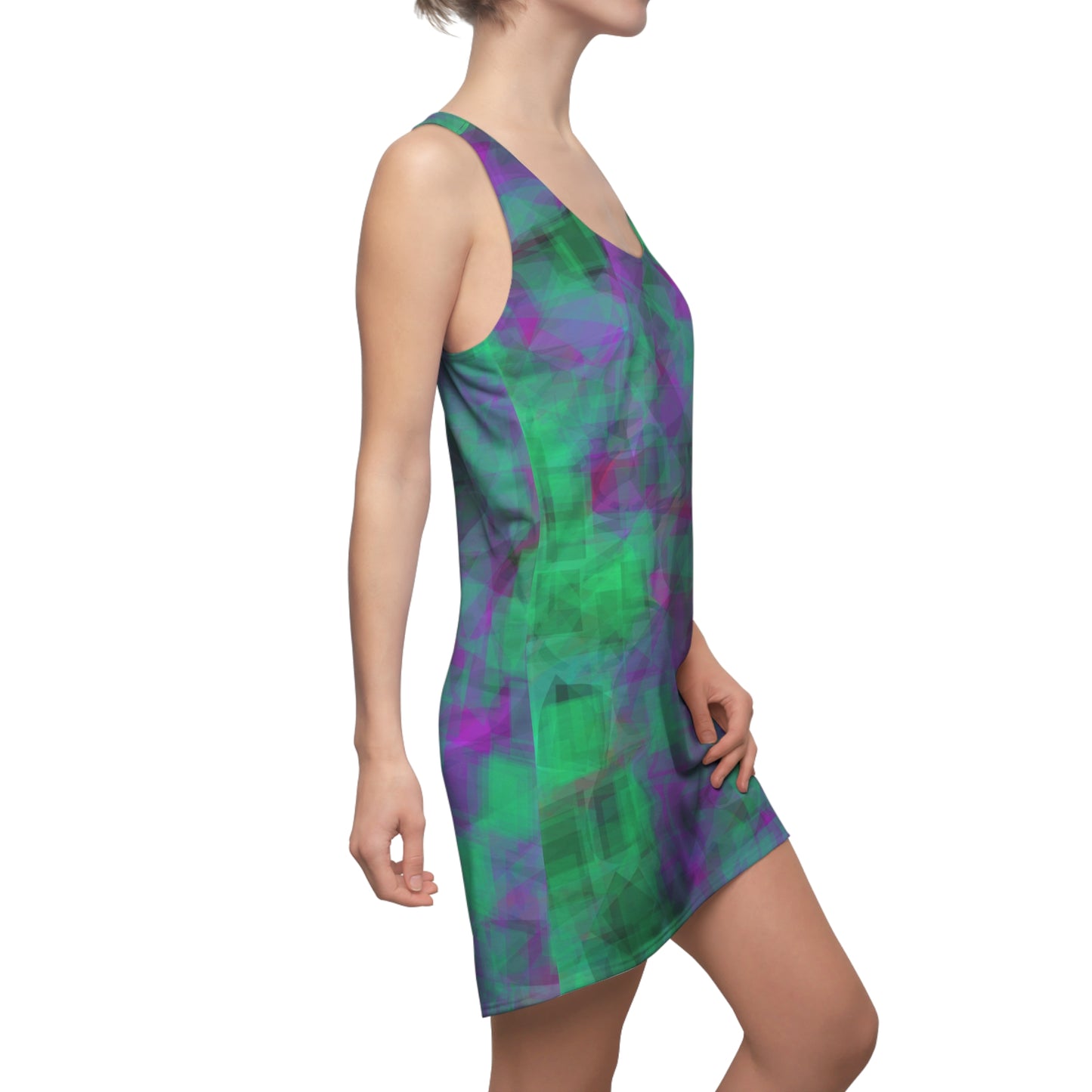 Gong:  Vibrant Geometric Racerback Dress for Summer Fun