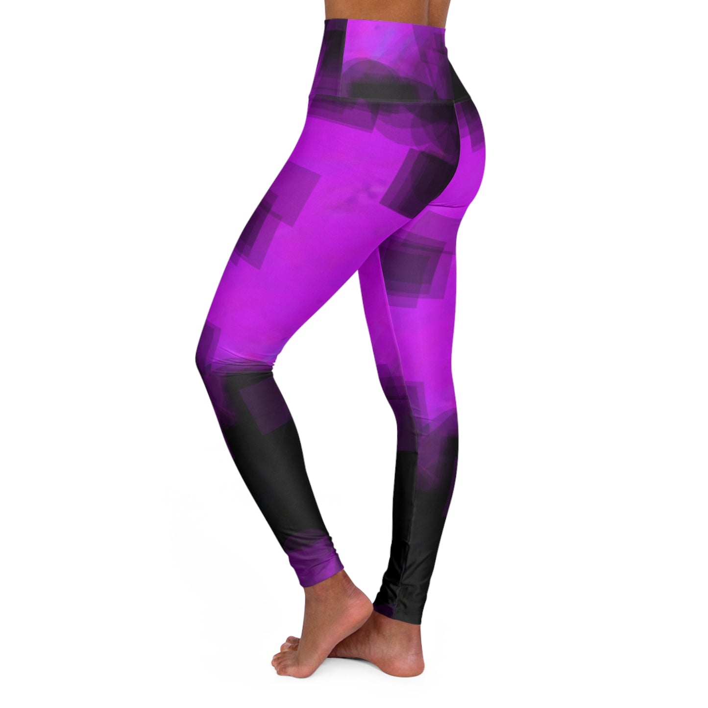 Pink and Black High Waisted Leggings - Stylish Activewear for Fitness, Casual Chic Fashion Streetwear