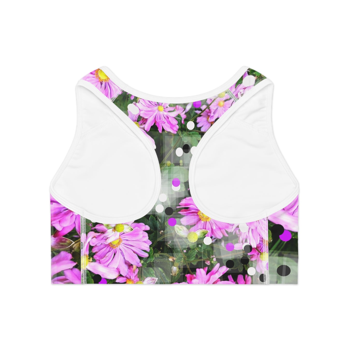 Pink Daisies: WH Trim Sports Bra (AOP)