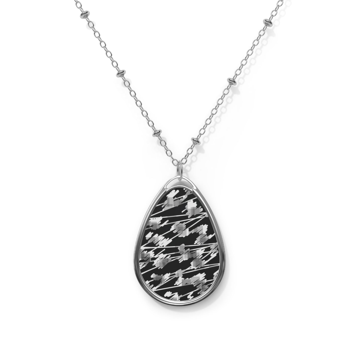 Nimue: Abstract Art Elegant Oval Pendant Necklace - Versatile Jewelry for Any Occasion
