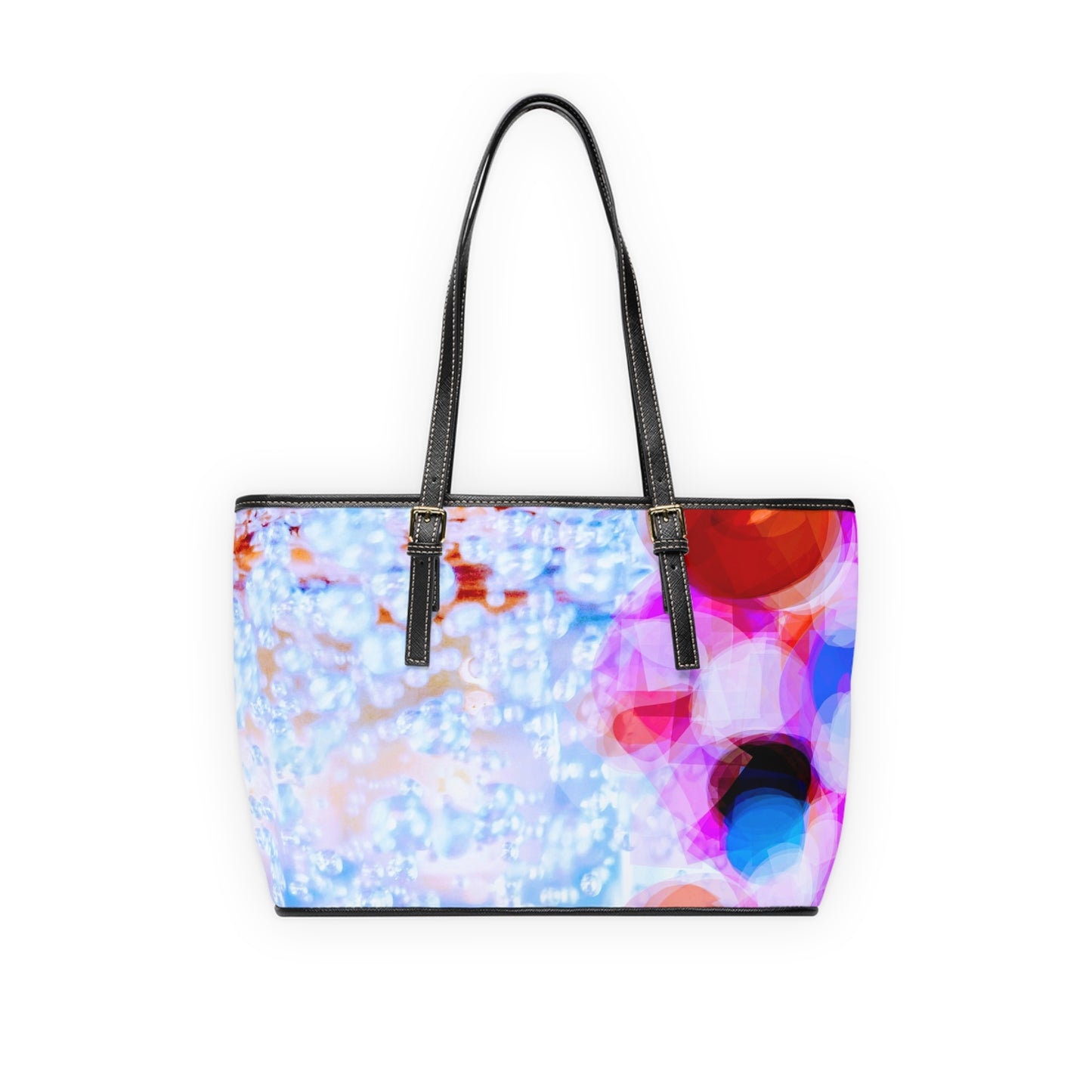 Effervescent:  Vibrant PU Leather Shoulder Bag - Colorful Bubble Design