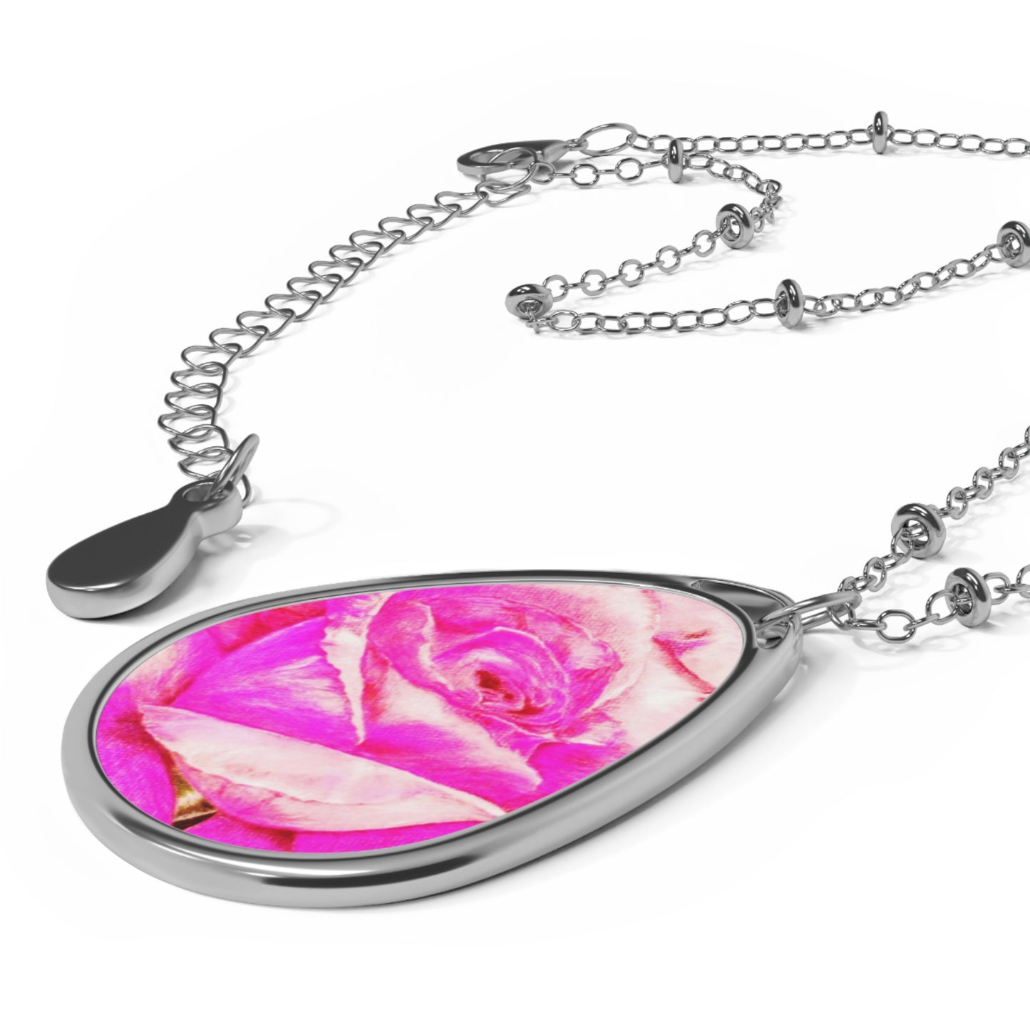 Rose High: Oval Necklace:  Double Rose