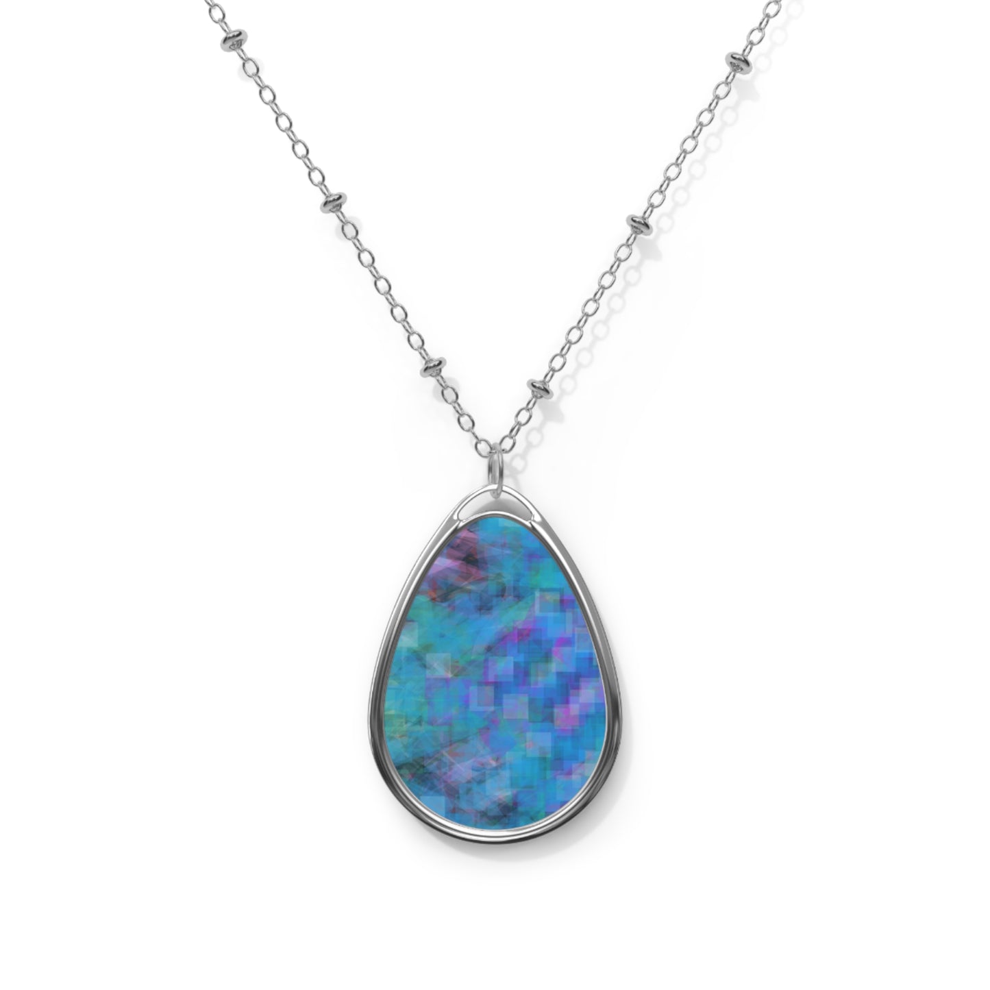 Clementina:  Elegant Spirit, Abstract Art Oval Necklace - Soothing Teardrop Design for Everyday Wear