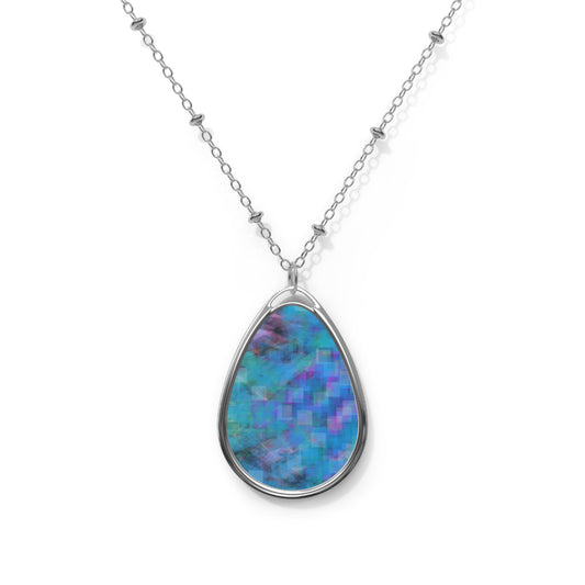 Clementina:  Elegant Spirit, Abstract Art Oval Necklace - Soothing Teardrop Design for Everyday Wear