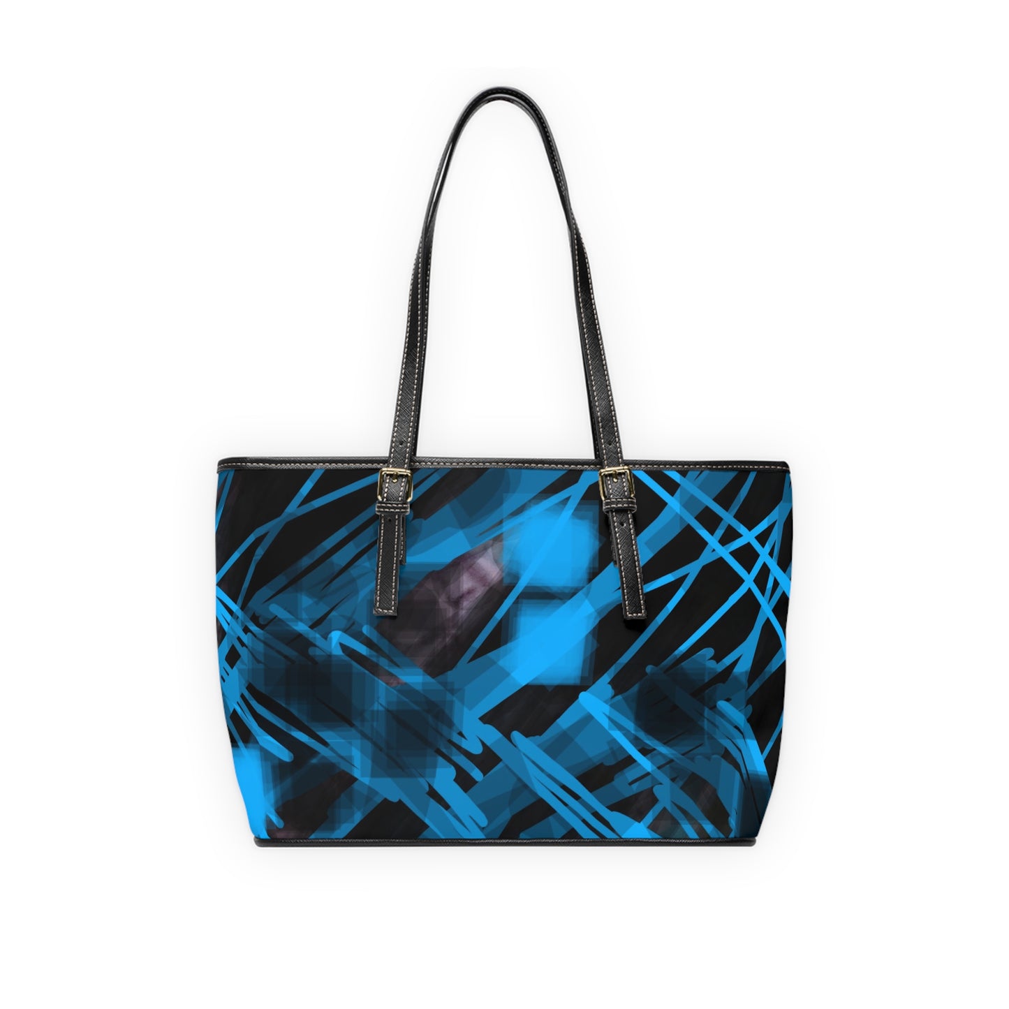 Goodie:  Vibrant PU Leather Shoulder Bag – Stylish Blue Abstract Design