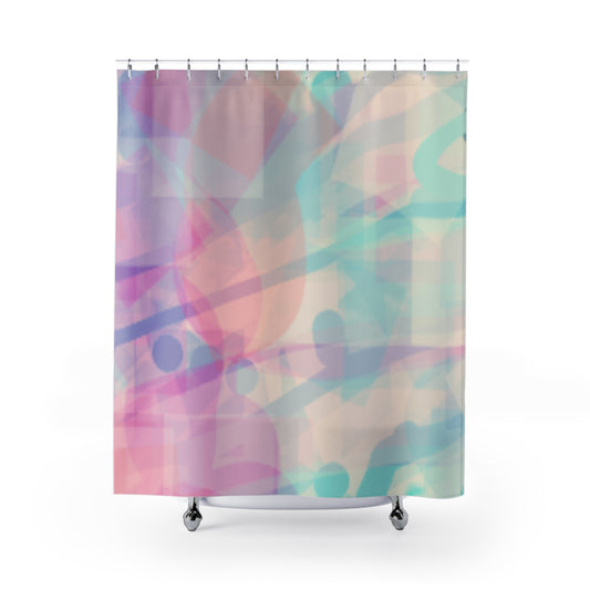 Anastasia: Colorful Abstract Shower Curtain - Vibrant Bathroom Decor, Modern Home, Gift for Her, Art-Inspired, Ethereal Style, Rainbow Turquoise