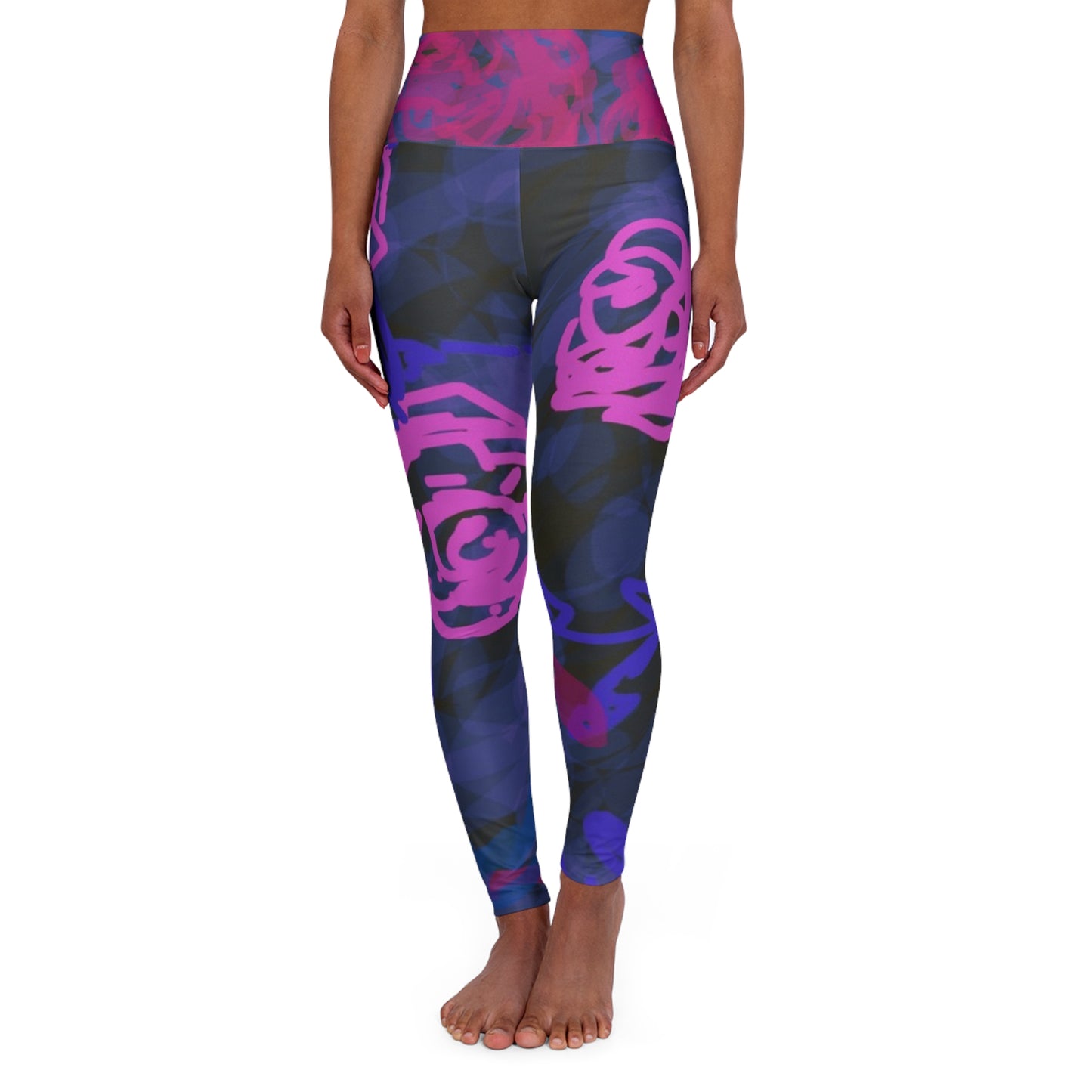 Night Roses: High Waisted Stylish Leggings with Abstract Floral Design | Fitness Apparel, Dance Wear, Streetwear, Activewear, Gift for Her