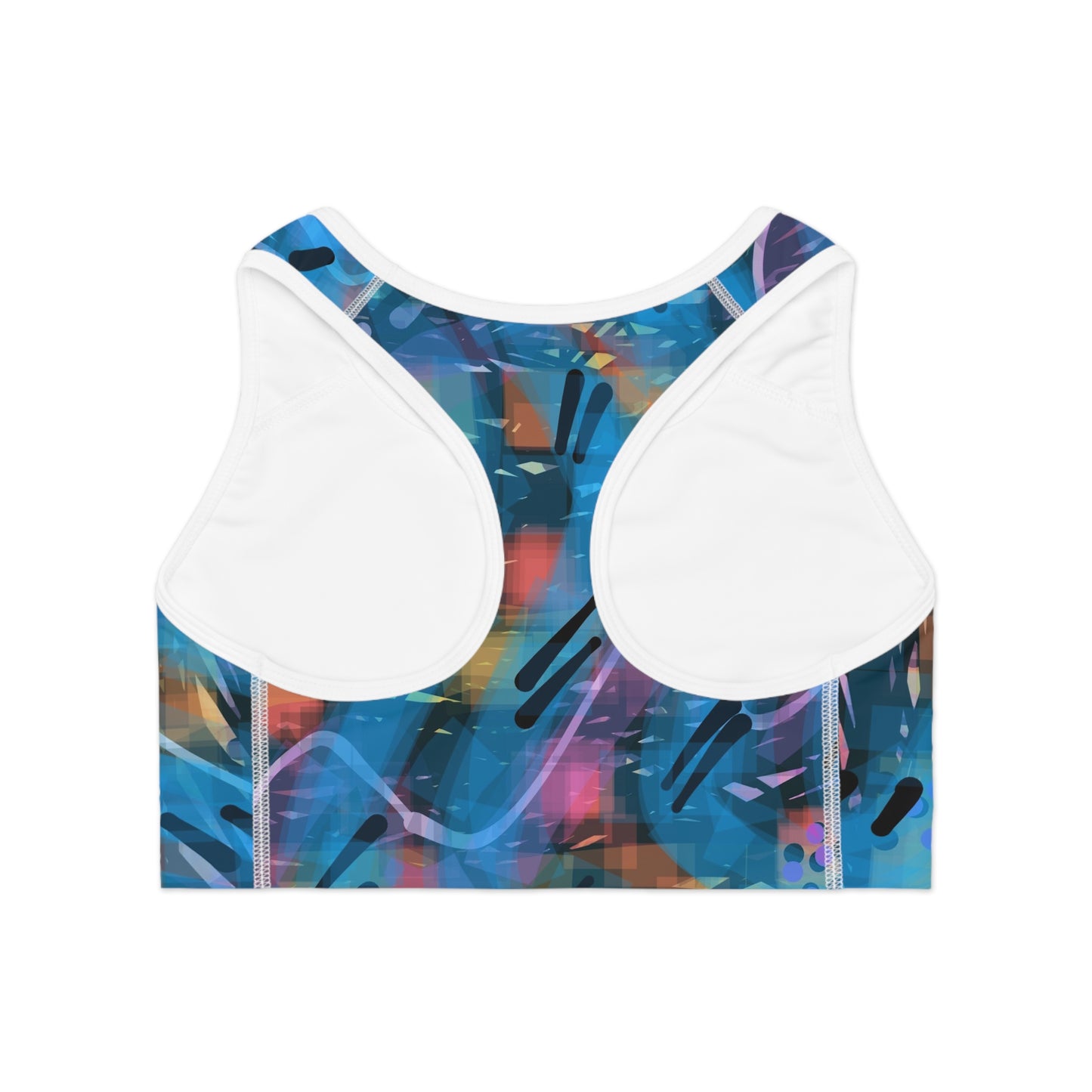 Louise I: WH Trim; Colorful Abstract Sports Bra for Active Lifestyle
