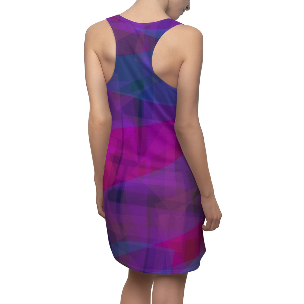 Cherry Blue:  Abstract Purple Hues Racerback Dress