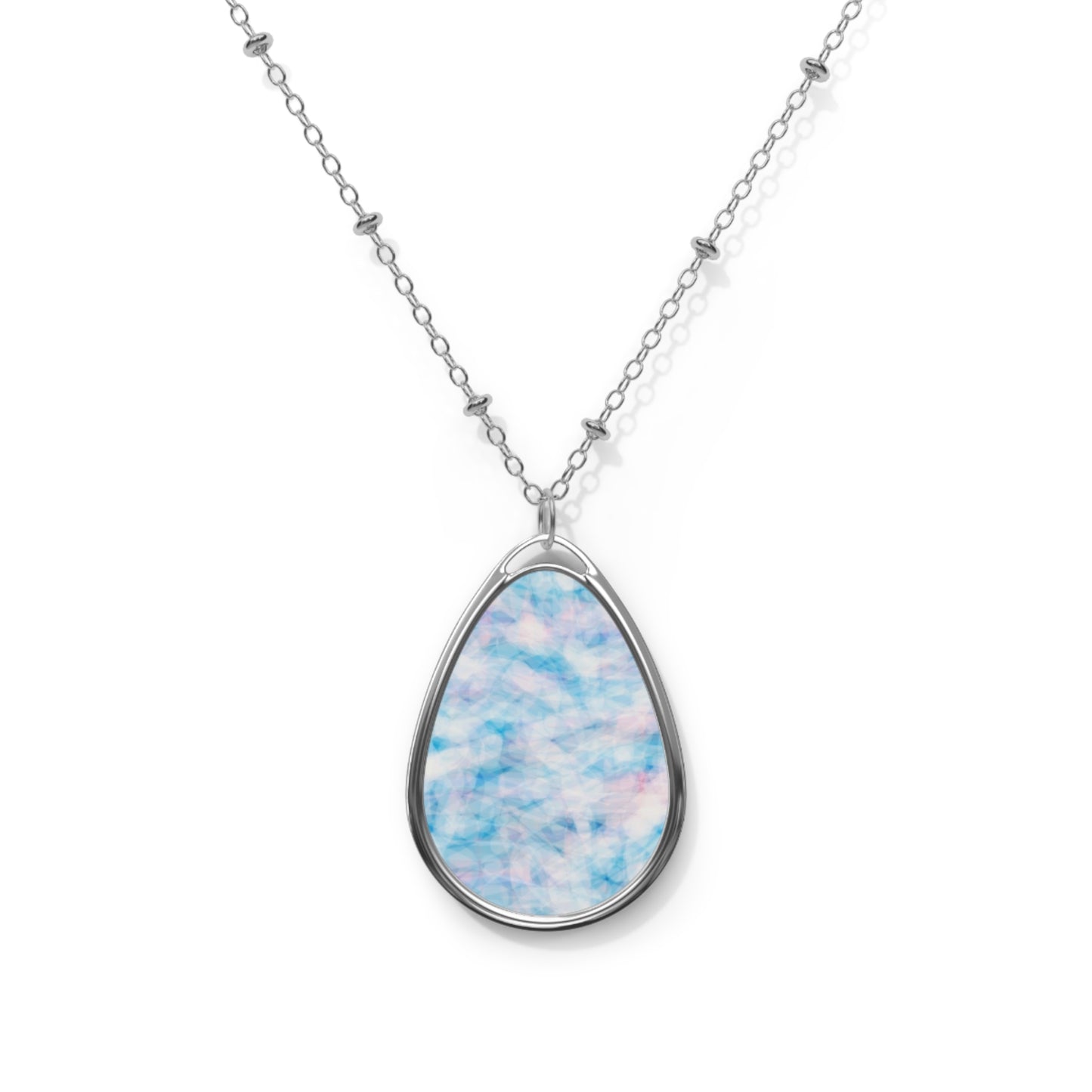 Blue Sugar: Elegant Ethereal Art Oval Necklace, Pastel Goodness Pendant, Beautiful Souls Inspiration
