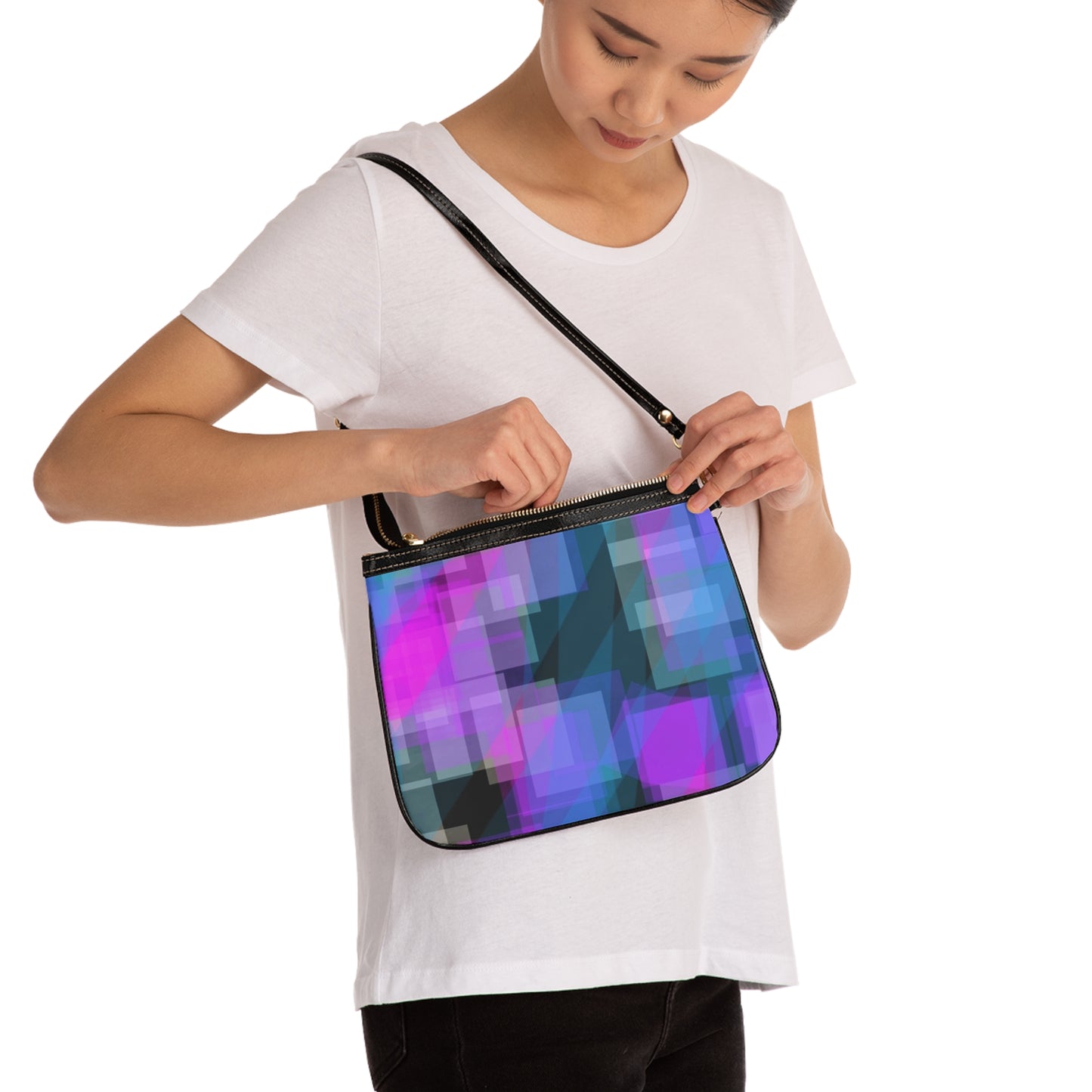 ESP:  Colorful Abstract Small Shoulder Bag, Good Vibes Crossbody Purse, Stylish Grab-and-Go Bag, Perfect Gift for Women, Everyday Accessory