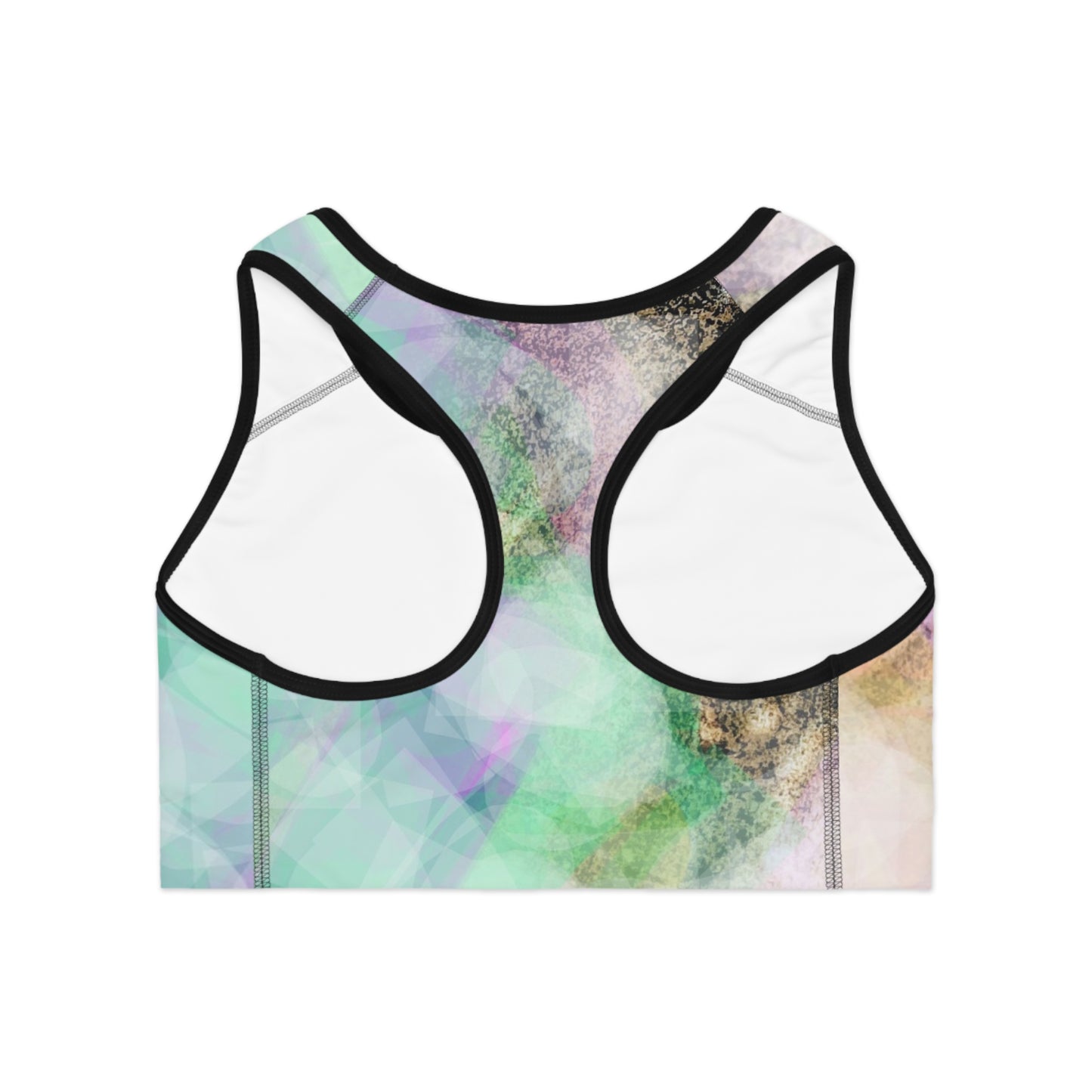 Bliss Rays II: Blk Trim, Vibrant Abstract Sports Bra - Perfect for Workouts, Yoga, Athletic Wear, Active Lifestyle, Gift for Fitness Enthusiasts