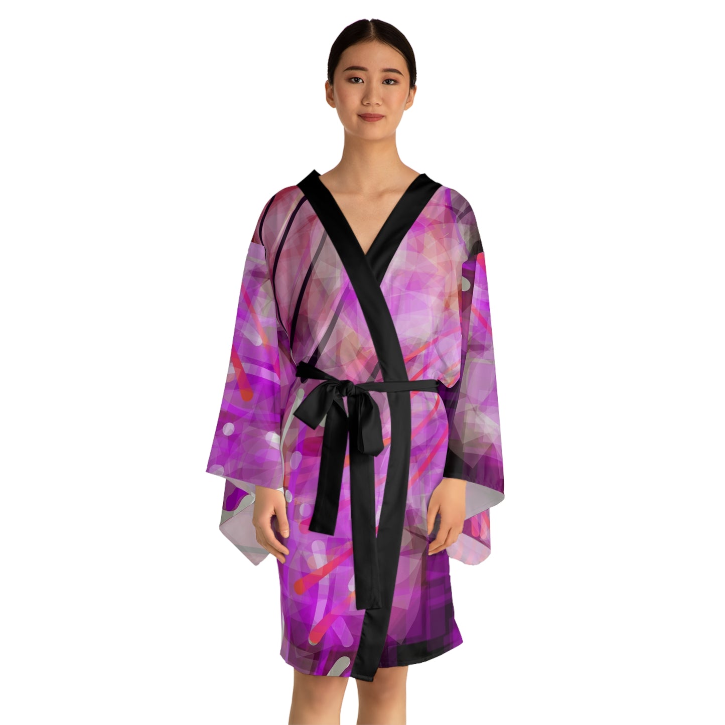 Gilda II:  Bohemian Floral Long Sleeve Kimono Robe - Perfect for Relaxation and Warm Evenings