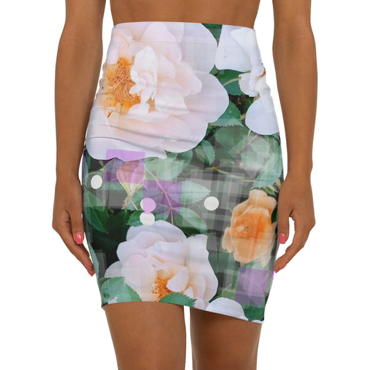 Divine Bouquet:  Women's Mid-Waist Pencil Skirt (AOP)