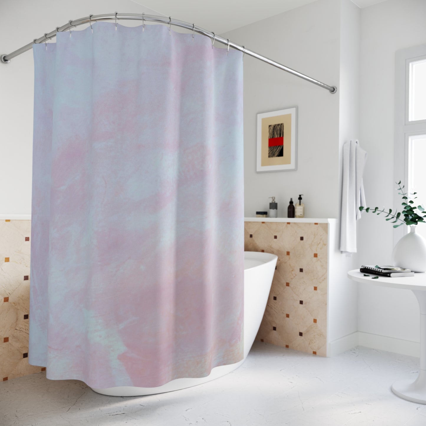 Summit of Love: Pastel Dream Shower Curtain, Soft Bathroom Decor, Calm Home Vibe, Ethereal Chic Style, Perfect for Gifts and Home Refresh