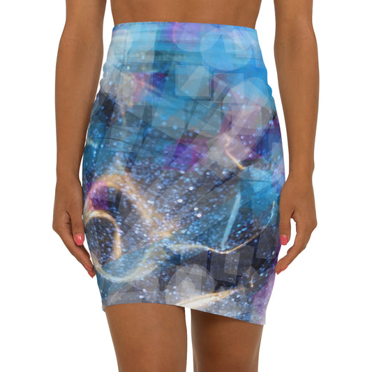 Sapphire Fuel:  Women's Mid-Waist Pencil Skirt (AOP)